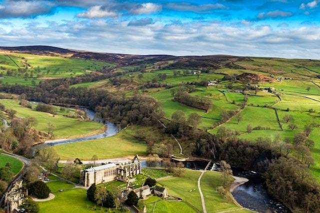 Aerial View Of Bolton Abbey In Skipton